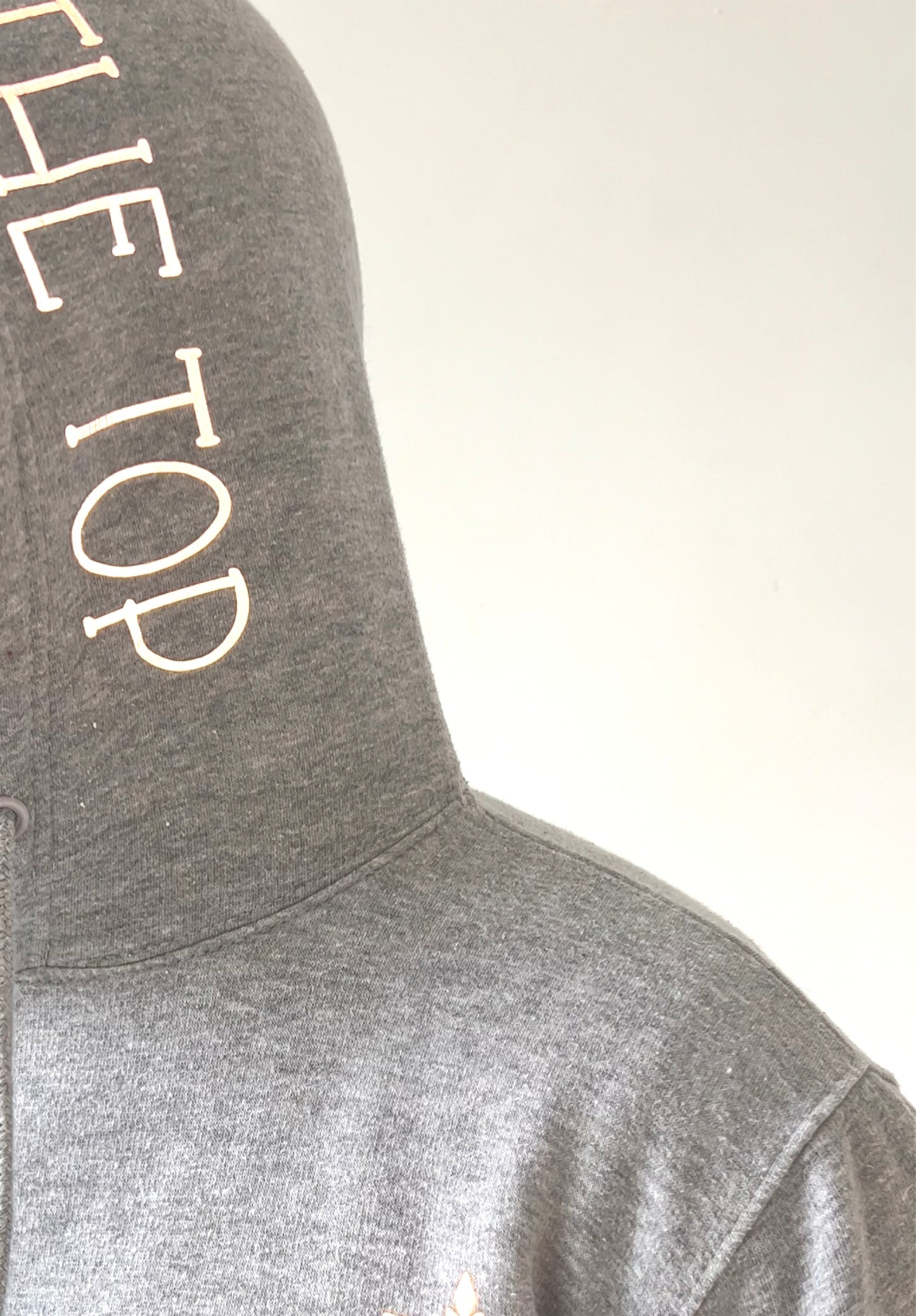 ‘It gets cold at the top’ zip-up Grey hoodie