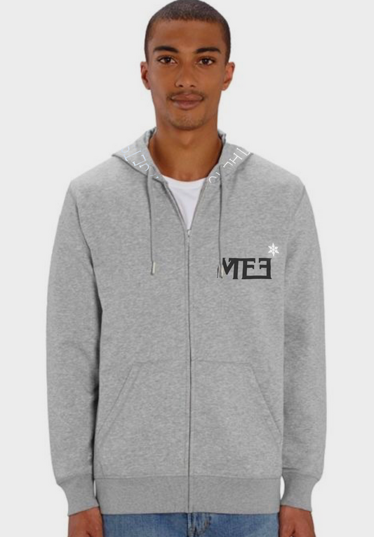 ‘It gets cold at the top’ zip-up Grey hoodie